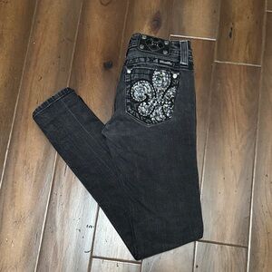 Miss Me Black Jeans with Silver Embellishments